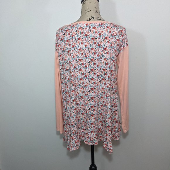 Matilda Jane Womens Tunic Top S Sing It Out Swing V-neck Peach Pink Floral - Picture 7 of 10